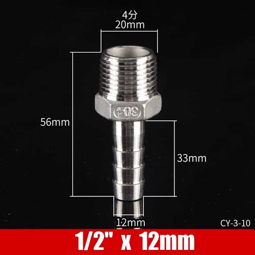 Stainless Male Thread Pipe Fitting x Barb Hose Tail Connector BSP 1/8" to 4" - Bild 79 von 86