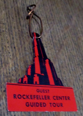 1950s NYC ROCKEFELLER CENTER GUIDED TOUR DIE CUT TAG RED 1959 MCM