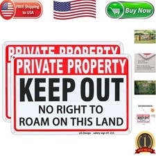 Elegant Private Property Keep Out Sign - 10x14 Inch Metal, Landscape Orientation