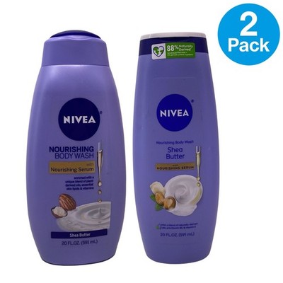 NIVEA Nourishing Body Wash Shea Butter 20 fl oz 2 Pack New