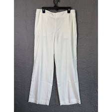 NWT CHICOS Size 2R White Wide Leg Linen Blend Pants Women's Casual Resort