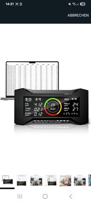 Luftqualität Messgerät mit Datenbericht für CO2 TVOC PM2.5 PM10 AQI HCHO