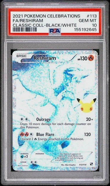 Reshiram Pokémon TCG Professional Sports Authenticator (PSA