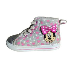 Disney Minnie Mouse Toddler Girl Light Up Slip On High Top Zipper Sneaker 9 Bow