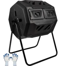 Compost Tumbler 43Gal Compost Bin with Dual Chambers, 360-Degree Rotating Design