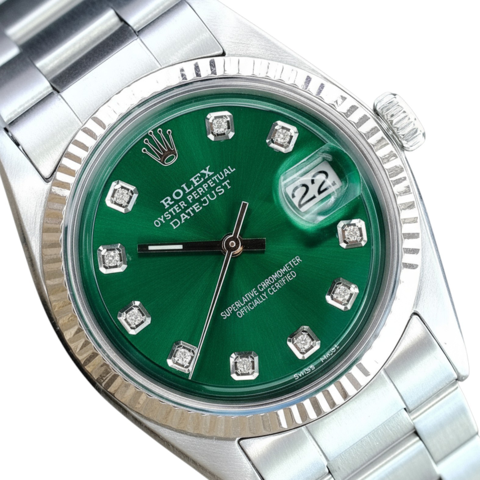 Rolex Datejust Gold Steel Green Oyster