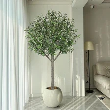 6 ft Artificial Olive Tree – Lifelike Faux Tree w/ Dense Leaves & Base