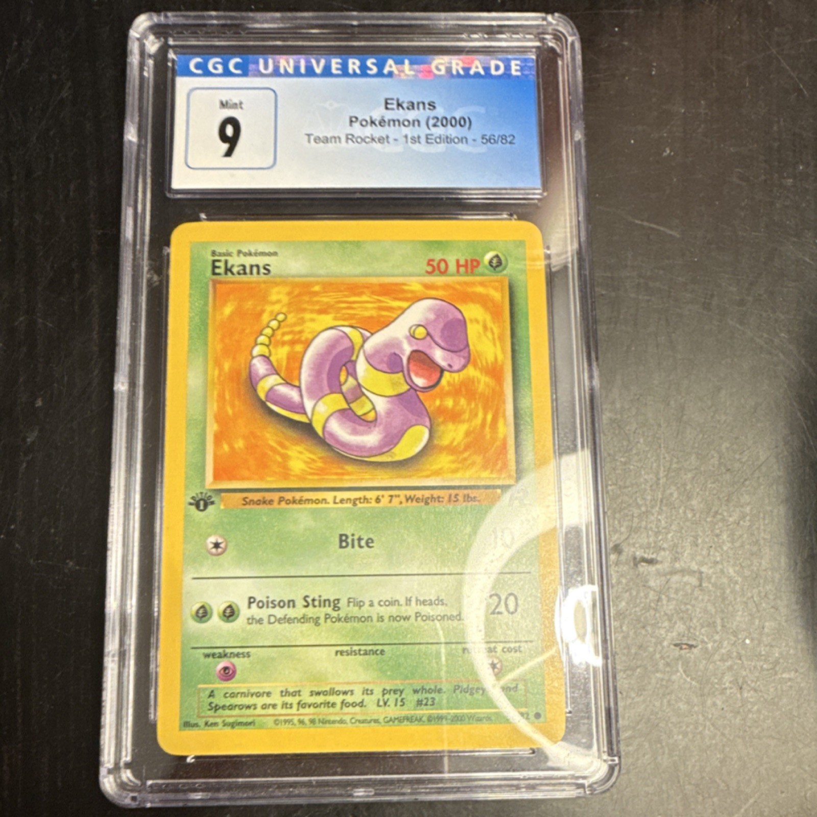 Pokémon Ekans Team Rocket 1st Edition CGC 9 Graded 56/82 Card English 2000