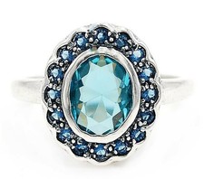 2CT Natural Aquamarine Sapphire 925 Sterling Silver Art Deco Ring Sz 8 XB1-4