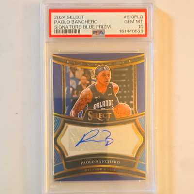 2024 Panini Select Paolo Banchero Blue Prizm Auto SIG-PLO PSA 10 /49 Cert