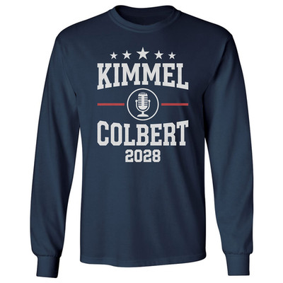 Kimmel Colbert 2028 Funny Late Night Hosts Tribute Long Sleeve T-Shirt