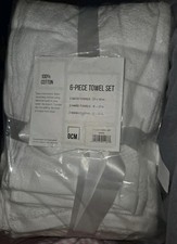 White 6- Piece Bath Towel Set 100 Cotton Made In India New