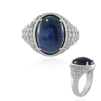 Cavill Opal Ring 2,83Ct Oval Platinierter Silberring Damen Zirkon- Echtschmuck