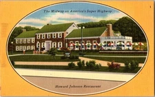 Vintage Howard Johnson Restaurant Pennsylvania Turnpike Linen Postcard