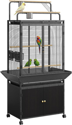 Large 71'' Rolling Bird Cage with Stand & Storage for Parrots & Budgies