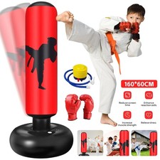 Rot Boxsack f&uuml;r Kinder mit Handschuhen & Pumpe Punchingball Indoor Outdoor DE