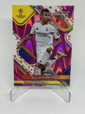 2024-25 Topps Finest Uefa Club Competitions Kylian Mbappe #9 Pink Raywave /250