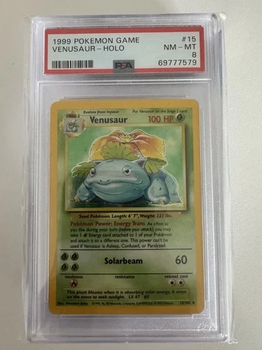 1999 POKEMON BASE SET UNLIMITED #15 VENUSAUR HOLO PSA 8