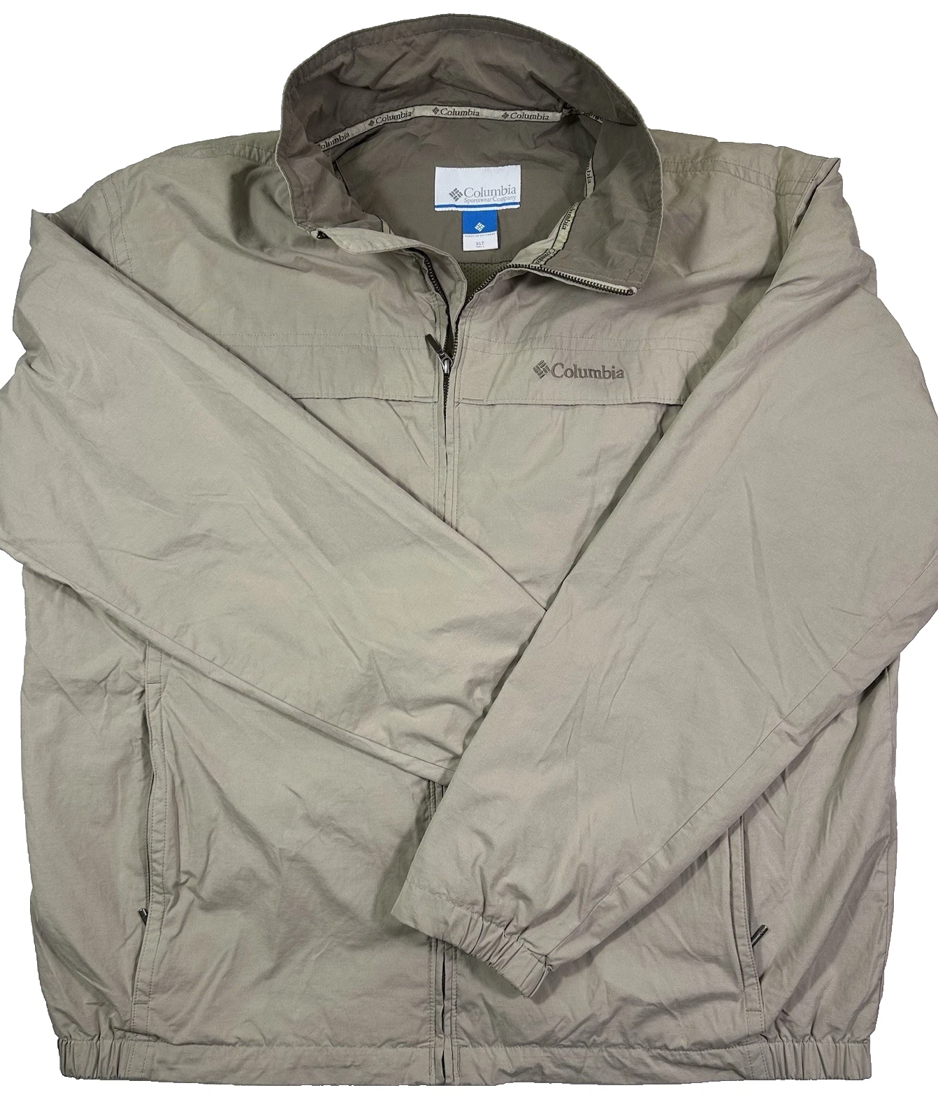 Columbia Mens XLT Lightweight Full Zip Outdoor Jacket Tan