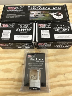 COMBO DEAL! 2 Mighty Mule Batteries,Mighty Mule Driveway Alarm, Mighty Mule lock