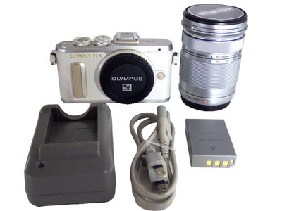 Olympus PEN E-PL8 White MFT Camera 40-150mm Lens Tested Working LowShutter Japan