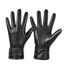Leather Gloves for Men Winter Fleece Lining Touchscreen M031US Small Black