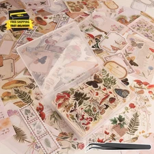 200Pcs Vintage Scrapbook Stickers, Aesthetic Junk Journal Stamping Supplies Kit,