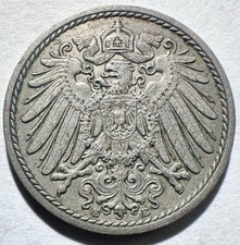 1896-E Germany Empire 5 Pfennig, XF Better Date! Low Mintage