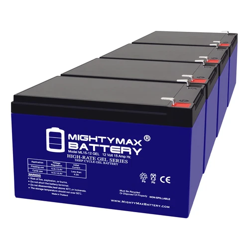 Mighty Max 12V 15AH GEL F2 Battery Compatible with UB12150 (40658) - 4 Pack