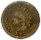 1866 Indian Head Cent Good G Coin #27387