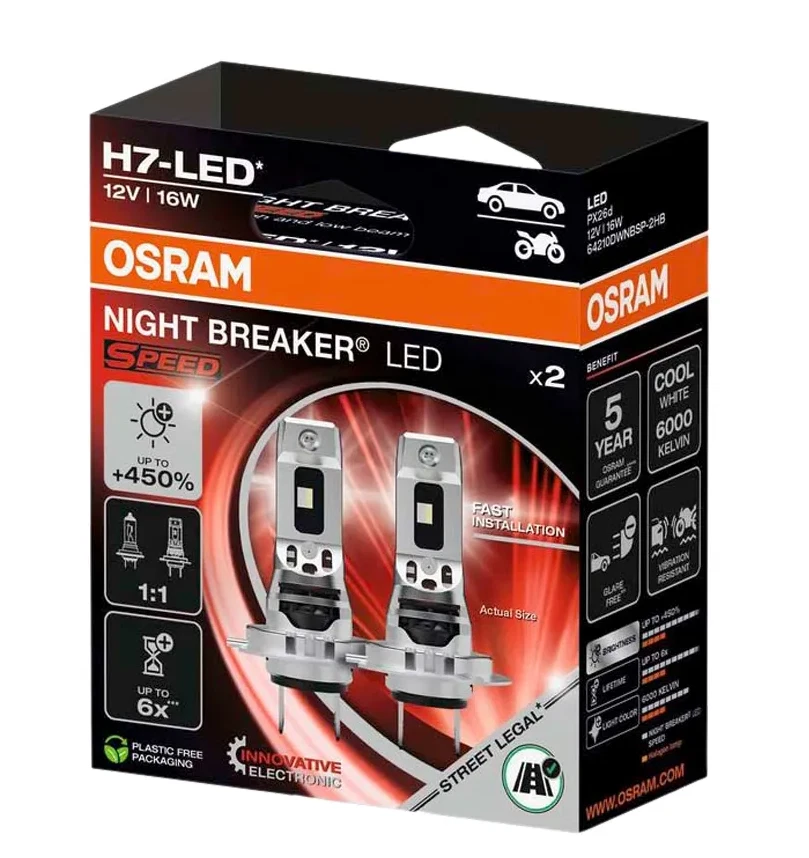 OSRAM NIGHT BREAKER LED SPEED H7 450 % 6000K für Opel Astra H J K Adam Combo E - Bild 4 von 4