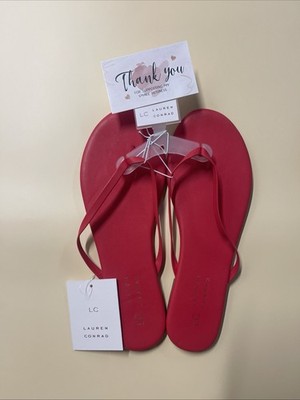 Lauren Conrad Women's Red Flip Flops Sandals Sz 7 New With Tag