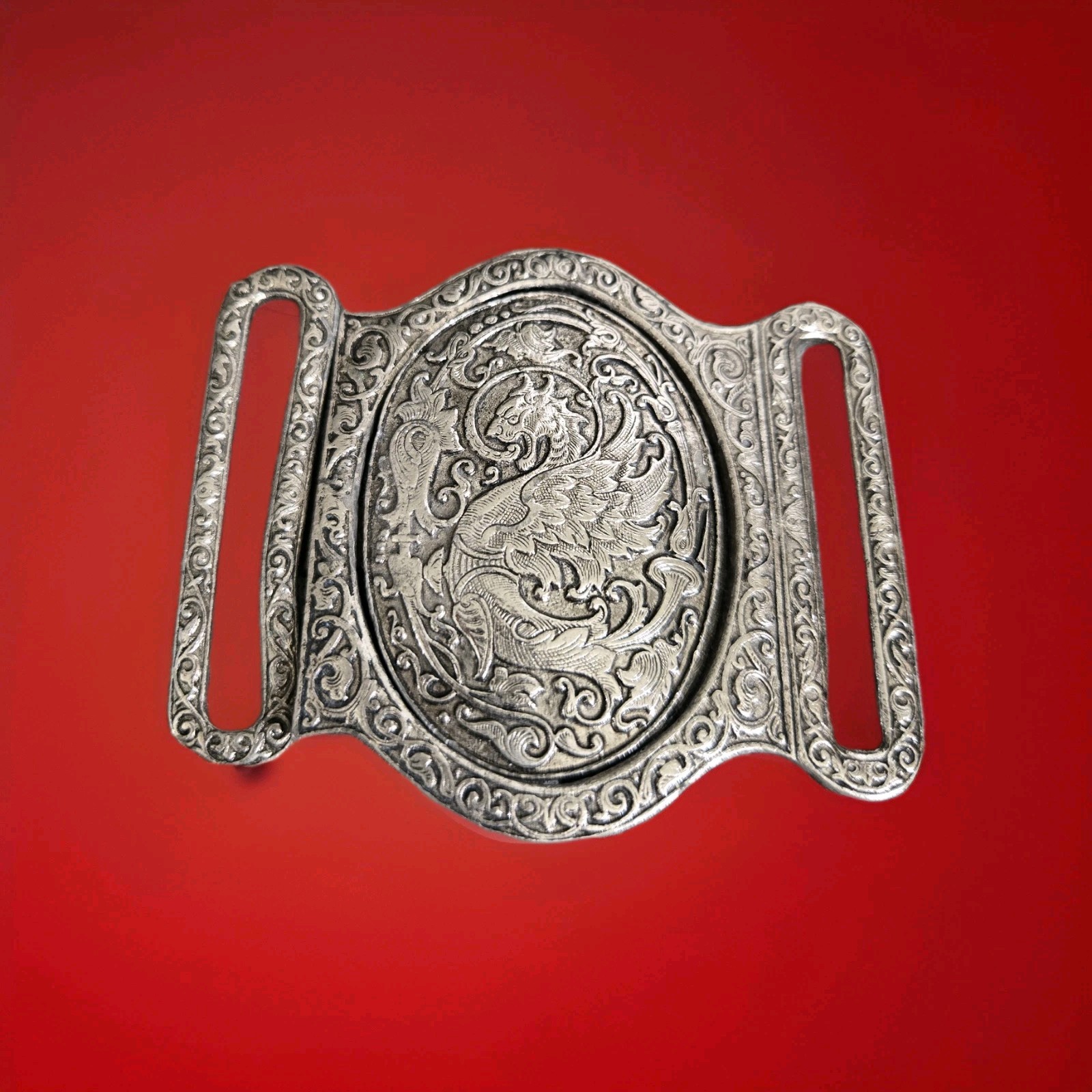 Vitg Interlocking Buckle Pewter Mythological Grif… - image 1