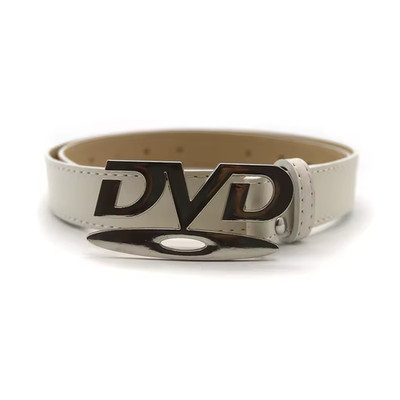Y2K DVD Buckle Belt Chrome Punk Cyber Goth Rock Skater Black White Unisex 41