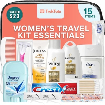 15-Piece Women's Travel Toiletry Kit - Essential Travel Accessories & Premium To