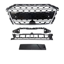 Wabengrill Kühlergrill Schwarz Glanz Silber Rahmen passt für Audi A3 8Y ab Bj 20