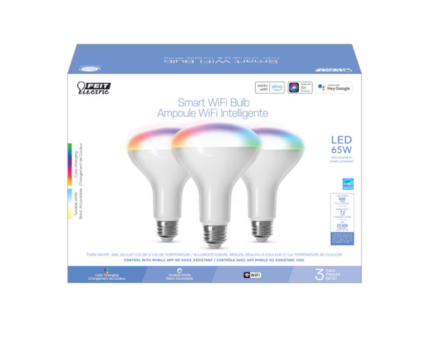 Feit Electric Smart Bulb 65 -Watt EQ BR30 Multicolor E26 Dimmable Smart LED