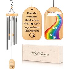 Loss of Dog Sympathy Gift, Rainbow Bridge Dogs Memorial Wind Chimes, 25.5 inc...