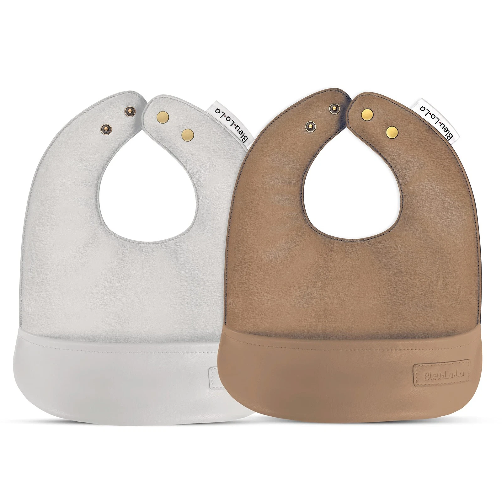 Vegan Leather Easy Clean Baby Bibs with Pocket and Snaps for Infants 0-12 Mon...