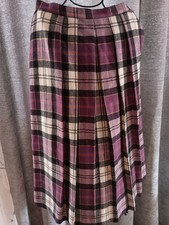 Vtg.Pendleton Tartan Purple Plaid Pleated Long Virgin Wool Skirt SZ 12  USA