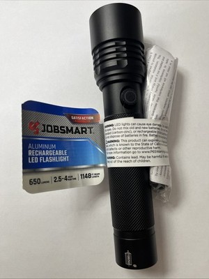 Jobsmart Rechargeable Flashlight 650 Lumens Brand New Black