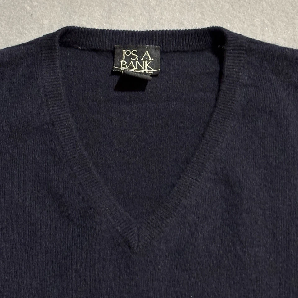 Suéter JOS.A.BANK Hombres Talla XL Negro Cachemira Enérgica Noche Preppy Cuello en V L/S Foto 2 de 4