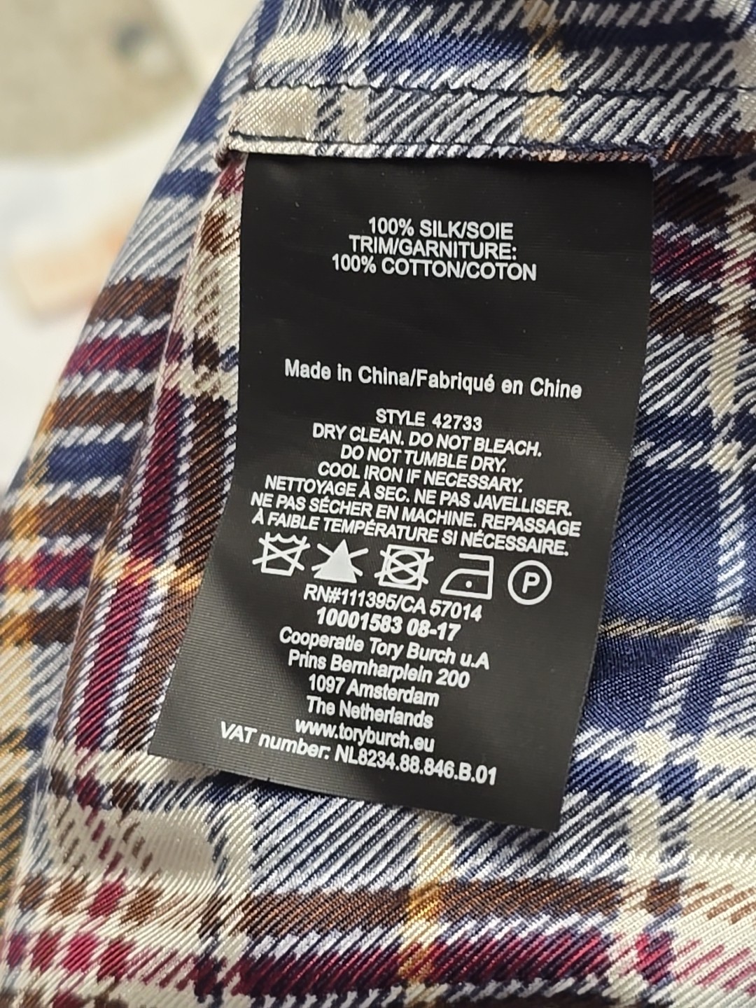 Tory Burch Cora Milano Tartan Plaid Silk Shirt Dress Sz 12 NWT $448 thumbnail 9