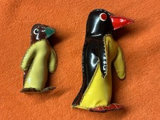 DDR Kunstgewerbe, 2 Pinguine Lacktuch/ Wachstuch, Spielzeug, TE270625/ 402