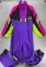 Vintage Roffe Demetre One Piece Snowboard Ski Suit Mens Large Multi Colorblock