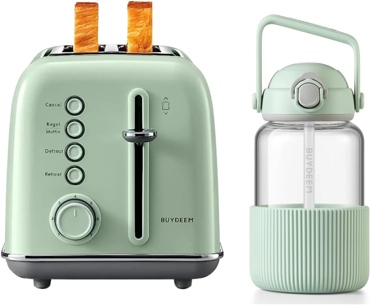K640 Electric Kettle 1.7L & DG710 Glass Water Bottle Cozy Green