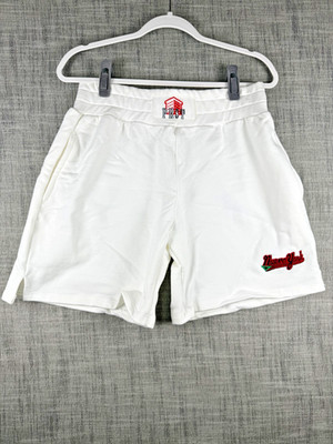Size XL - Public Housing Skate PHST Nueva York Embroidered Sweat Shorts White