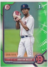 2022 BOWMAN PROSPECTS BRAYAN BELLO GREEN RC ROOKIE PARALLEL /399 #107