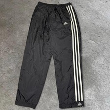 Vintage Adidas 90s Windbreaker Track Pants Black White Stripes Full Zip Size L