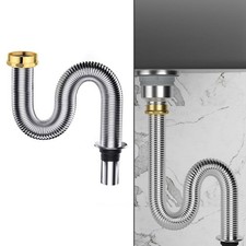 Sink Siphon Waste Drain Hose Flexible Pipe Made of 304 Stainless Steel